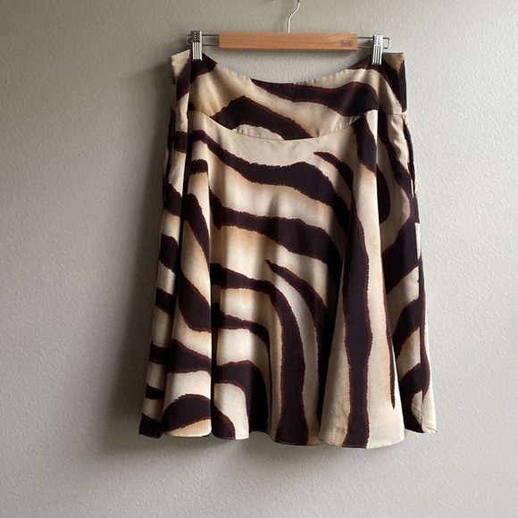 Lauren Ralph Lauren Silk Zebra Printed A Line Zipper Mini Short Skirt Size 12 - Picture 5 of 7